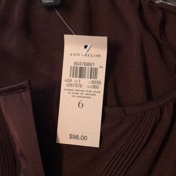 Ann Taylor Burgundy Long Sleeve Blouse - sheer - Picture 10 of 16